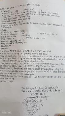 Bán gấp nhà 10/28/5 Thoại Ngọc Hầu, DT 3.4x11m NH 6m, trệt 1 lầu, hẻm 3m, giá 3.3 tỷ TL, 0933198277