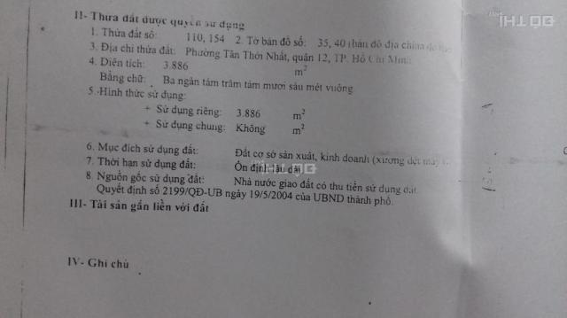 Bán nhà xưởng đường Tân Thới Nhất 8, phường Tân Thới Nhất, quận 12, DT 4000m2, giá 115 tỷ