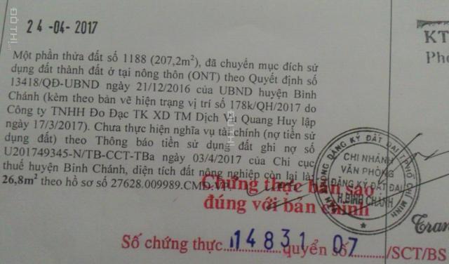 Bán đất tại đường Hưng Long, xã Hưng Long, Bình Chánh, HCM. Diện tích 240m2, giá 1,4 tỷ, 0933849342