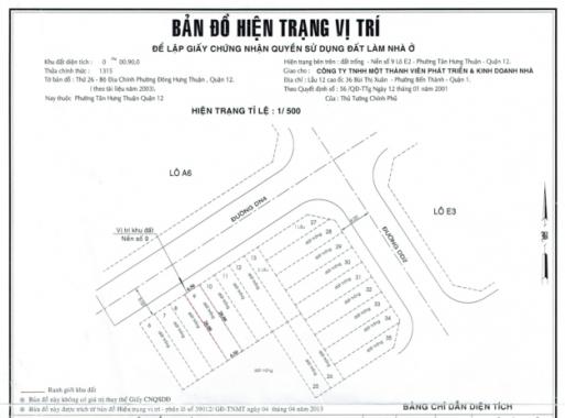 Bán đất nền đã có sổ riêng, DT 4.5x20m, ngay UBND P. Tân Hưng Thuận, Q12