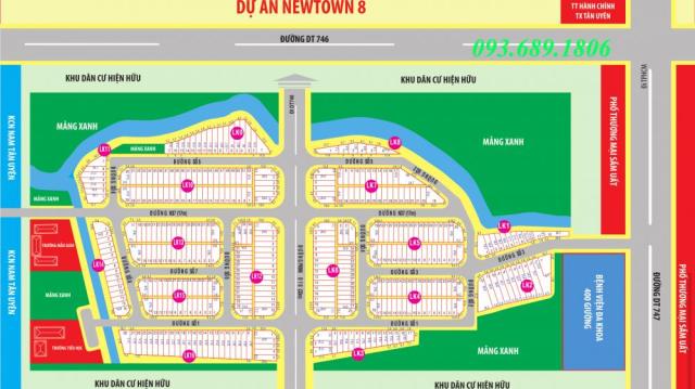 Dự án đất nền Newtown 8 thổ cư 100% giá siêu HOT tại trung tâm thị xã Tân Uyên, Bình Dương