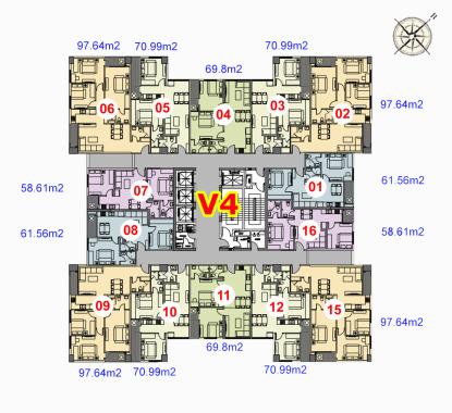 Cần bán gấp căn hộ 70.99m2, tòa V4 dự an Home City với giá chỉ 34,5 tr/m2