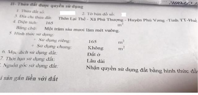 Chính chủ bán lô đất cầu chợ Dinh, TP Huế