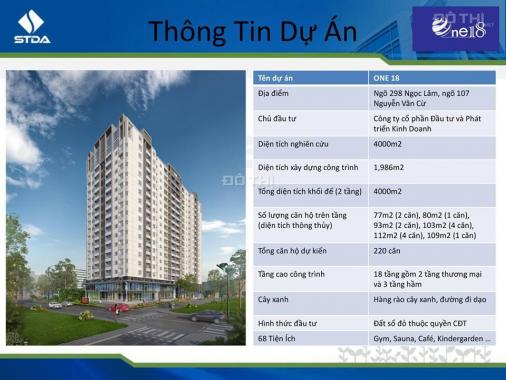 Bán căn hộ chung cư tại dự án One 18 Ngọc Lâm, Long Biên, Hà Nội diện tích 77m2, giá 28 triệu/m2