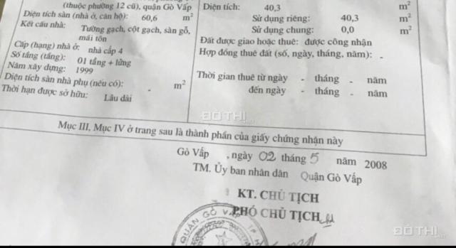 Hẻm 2.2m Phạm Văn Chiêu, P. 14, Gò vấp, sổ hồng 40.3m2 (3.3m x 12m), trệt, lửng, giá 1.82 tỷ