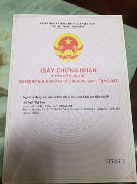 Chính chủ cần bán nhà Quận 5, Nguyễn Văn Cừ, giá 3,5 tỷ (4x5)m, nở hậu