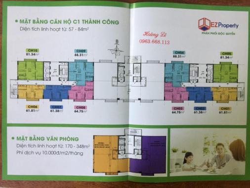 Bán căn hộ 3 PN Thành Công, cần bán gấp CH 88m2, chung cư C1 Thành Công, Ba Đình, LH 0963668113