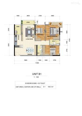 Celadon City khu Emerald cao cấp căn 2 phòng ngủ, DT 63m2, giá 2,35 tỷ