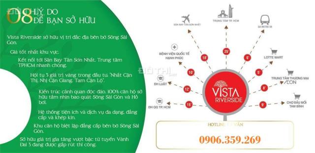 Sở hữu căn hộ Vista Riverside ngay sông Sài Gòn thanh toán 239 Tr, giá gốc từ CĐT.0906359269