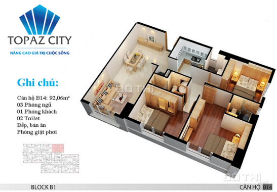 Cần vốn khởi nghiệp nên bán căn hộ Topaz City 2 tỷ/70m/2 phòng ngủ. 0913158093