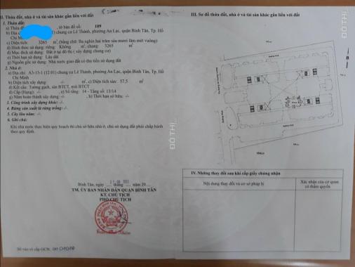Bán căn hộ chung cư Lê Thành, sổ hồng vĩnh viễn, giá rẻ, quận Bình Tân