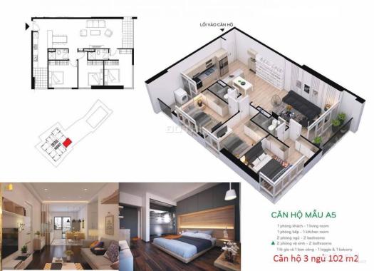 Căn 3 phòng ngủ ngoại giao 102m2 căn góc view công viên Thủ Lệ giá rẻ, bao phí bảo trì