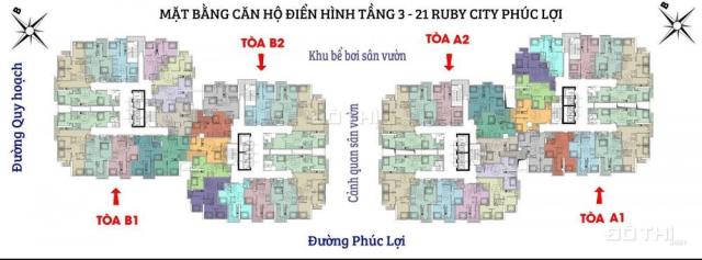 Chính chủ bán gấp căn hộ dt 53m2 View Vinhome chung cư Ruby City Việt Hưng, nhận nhà tháng 3/2019