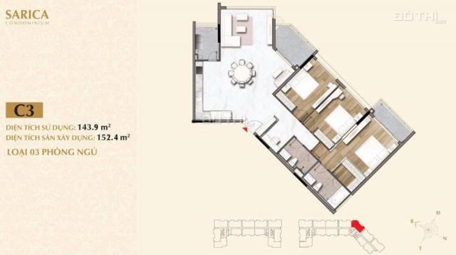 Bán nhanh căn Sarica, 3PN, 153m2, căn đặc biệt, lầu cao view sông, công viên, nội thất nhập có sẵn