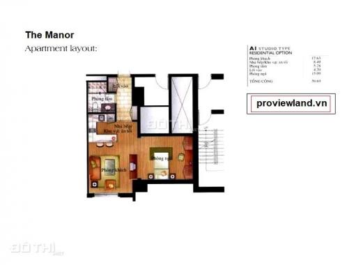 The Manor Bình Thạnh, căn hộ Block G, cần bán 1PN, 51m2. Giá 2.5 tỷ