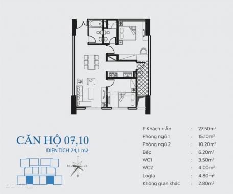 Bán chung cư quận Hoàng Mai nhận nhà ở ngay 3 PN, 76m2, full đồ, giá 1 tỷ 946 tr