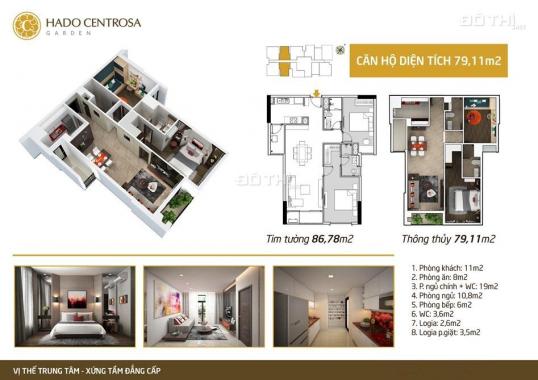 Cho thuê căn hộ mới 100%, full nội thất cao cấp, Hà Đô Centrosa. Giá chỉ 25 tr/tháng