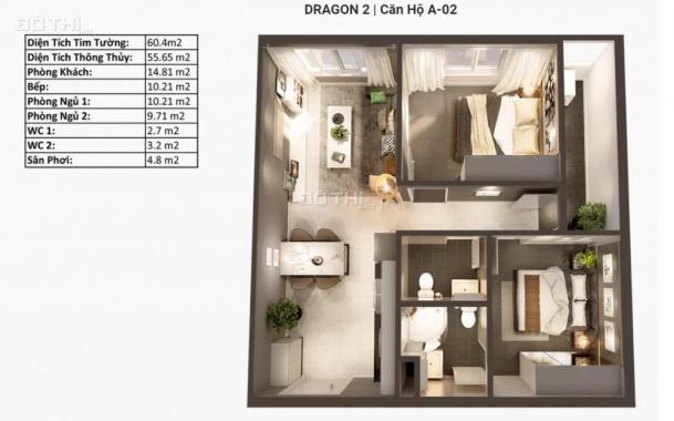 Chính chủ bán căn hộ Topaz Elite, diện tích 60m2, căn 2PN, 2WC có nội thất. 0913158093