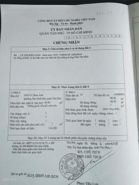 Chính chủ bán nhà 13/1 Nguyễn Văn Yến, P. Tân Thới Hòa, Q. Tân Phú, giá 3,3 tỷ