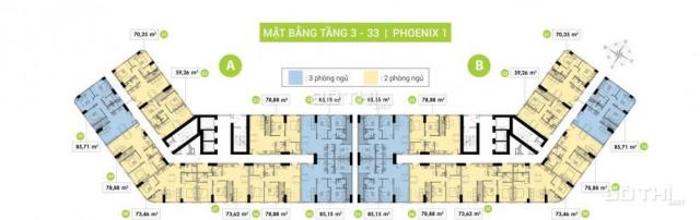 Bán gấp căn 73m2, Phoenix 1, tầng trung, giá 2.32 tỷ đã bao gồm chênh lệch, không phát sinh thêm