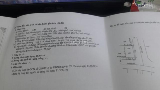 Bán đất Củ Chi giá chỉ 7,5 tr/m2, bao công chứng sang tên 15 ngày