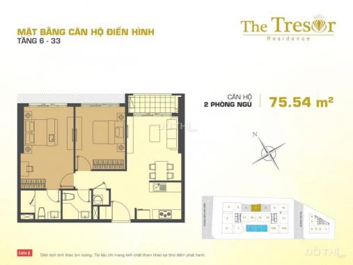 Bán gấp căn hộ 75m2 The Tresor, giá bán 4.6 tỷ (đầy đủ nội thất): 0918753177