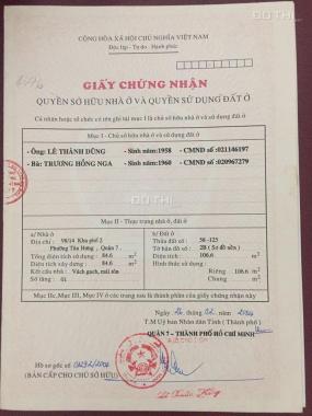 Cần bán gấp nhà 98/14 Lê Văn Lương, P. Tân Hưng, DTCN 106m2