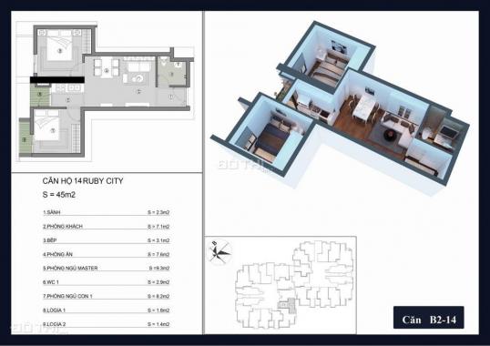 Sở hữu căn 2 phòng ngủ dự án Ruby City 3 chỉ từ 960tr, nội thất cao cấp