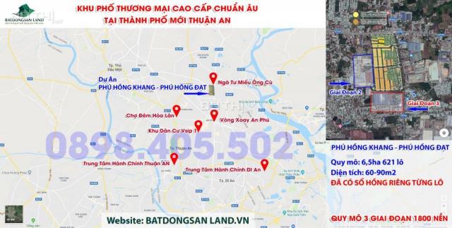 Mở bán dự án phố thương mại Phú Hồng Khang 3 mặt tiền. 1800 nền đẳng cấp nhất Bình Chuẩn