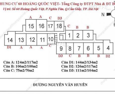 Bán gấp căn góc view đẹp CHCC 60 Hoàng Quốc Việt, T1214, 4PN, 3WC, giá: 27 tr/m2, LH: 0349946789