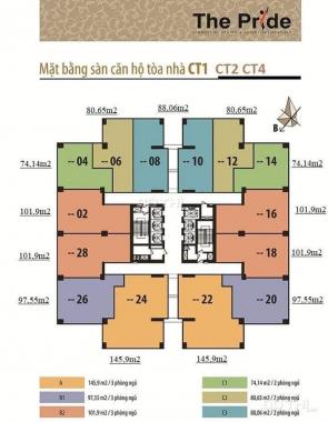 Khám phá căn hộ The Pride tầng trung, diện tích 80.65m2