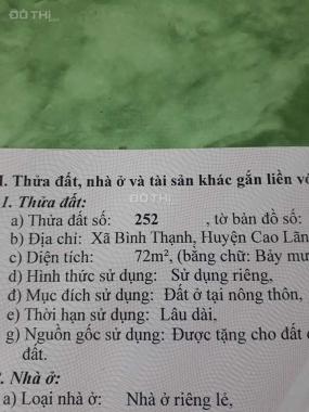 Bán nhà 2 mặt tiền KDC xã Bình Thạnh, H. Cao Lãnh, Đồng Tháp, giá 600 tr, LH 0813667519 Thanh