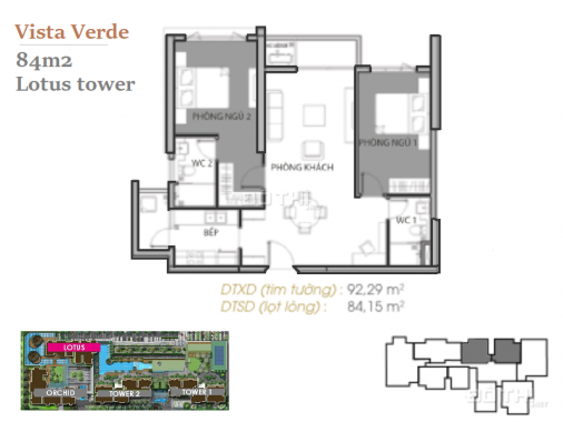Bán căn hộ mới Vista Verde, tháp Lotus, với 2PN