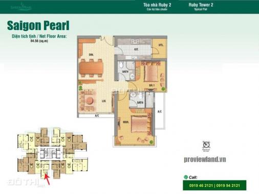Cho thuê căn hộ Saigon Pearl Ruby 2 tầng thấp 2 PN