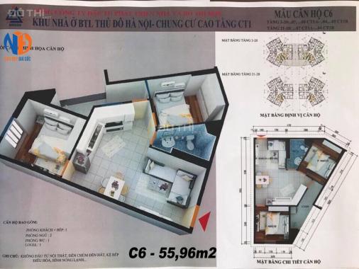 Chỉ 721tr bao các phí, bán nhanh căn hộ 55,96m2 trung tâm quận Hà Đông