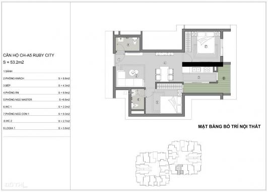 Chính chủ bán căn B2-1511, DT 54.4m2, giá 1.06 tỷ, Ruby CT3. LH: 09345 989 36