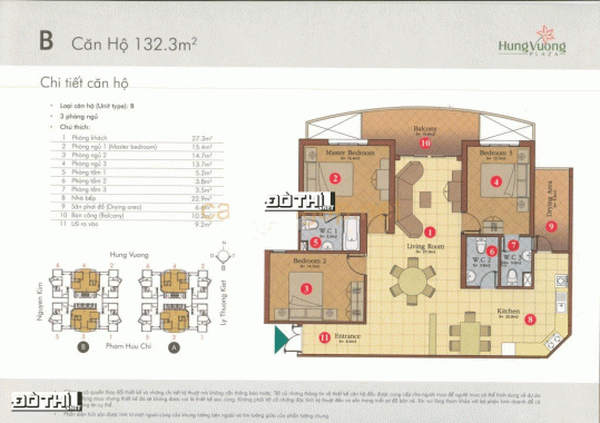 Cần bán căn hộ cao cấp Hùng Vương Plaza, Quận 5, DT 132m2, 3 PN, giá 5.2 tỷ