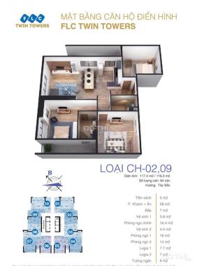 Bán căn hộ FLC Twin Towers, 265 Cầu Giấy, căn số 2, giá 33 tr/m2. LH: 0912262101