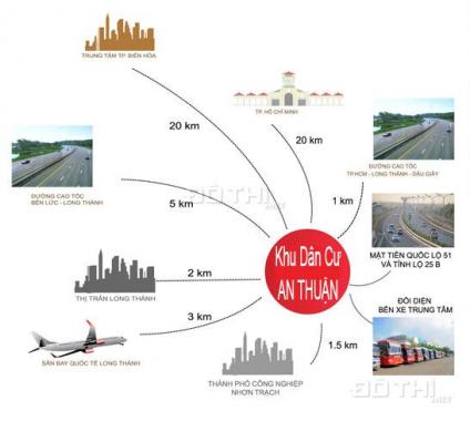 Đất nền sổ đỏ sân bay quốc tế Long Thành KDC An Thuận sổ hồng thổ cư100% giá1.7tỷ/lô-LH 0933586362