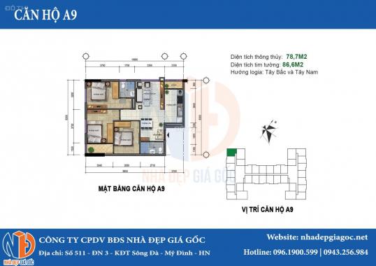 Bán gấp căn hộ 282 Nguyễn Huy Tưởng 2 PN, 70m2, giá 1.68 tỷ, LH: 0967544333