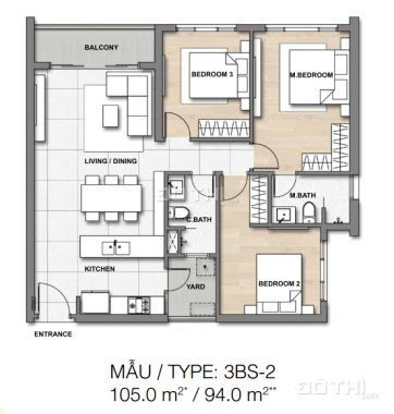 Cần bán căn Palm Heights căn góc 3 phòng ngủ 105m2, view Nam và Đông Nam (sông và nội khu)