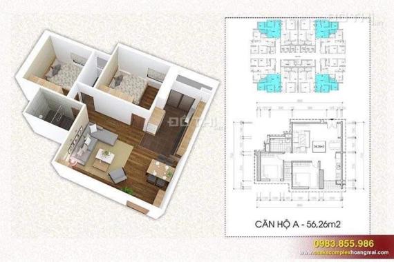 Bán chung cư Bộ Công An, Q. Hoàng Mai, 57m2, view hồ, dọn về ở ngay