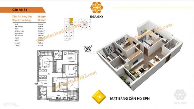 Chung cư Bea Sky đẹp nhất quận Hoàng Mai, cạnh The Manor Central Park, CK tới 5.8%, full nội thất