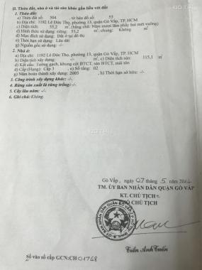 Bán nhà riêng tại Đường Lê Đức Thọ, Phường 13, Gò Vấp, Hồ Chí Minh diện tích 55m2, giá 7,5 tỷ