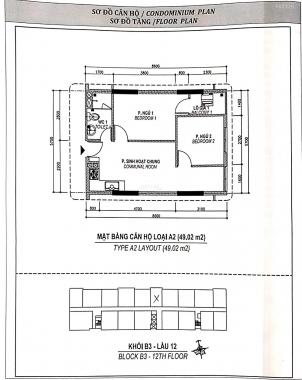 Chính chủ bán căn hộ Green Town Bình Tân block B3.12.07, DT 49.02m2/2PN, giá 1,28 tỷ, 0903002996