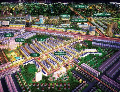 Hana Garden Mall ĐT 742, chỉ 680 tr/nền, 100% thổ cư, cơ hội vàng cho kinh doanh buôn bán, định cư