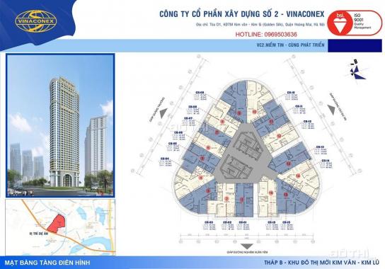 Cho thuê căn hộ diện tích 76.7m2 tòa B VC2 Golden Heart Vinaconex2 Kim Văn Kim Lũ