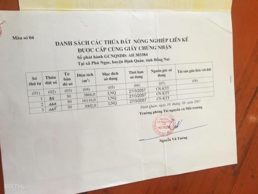 Bán đất tại Xã Phú Ngọc, Định Quán, Đồng Nai, diện tích 22.984m2, giá 1.8 tỷ