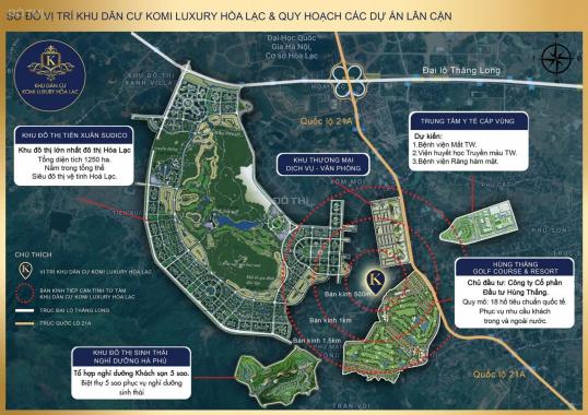 Đất nền phân lô Komi Luxury - Hòa Lạc, vị trí vàng TT siêu đô thị, giá từ 7,5 tr/m2. 0969.516.205