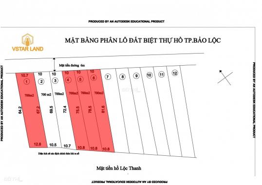 Còn 2 lô cuối (2 và 3) đất Bảo Lộc view hồ Lộc Thanh, diện tích trên 700m2, giá 1 tỷ 2